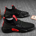 Breathable lace-up casual sports shoes in FW black with car suture detail and low heel