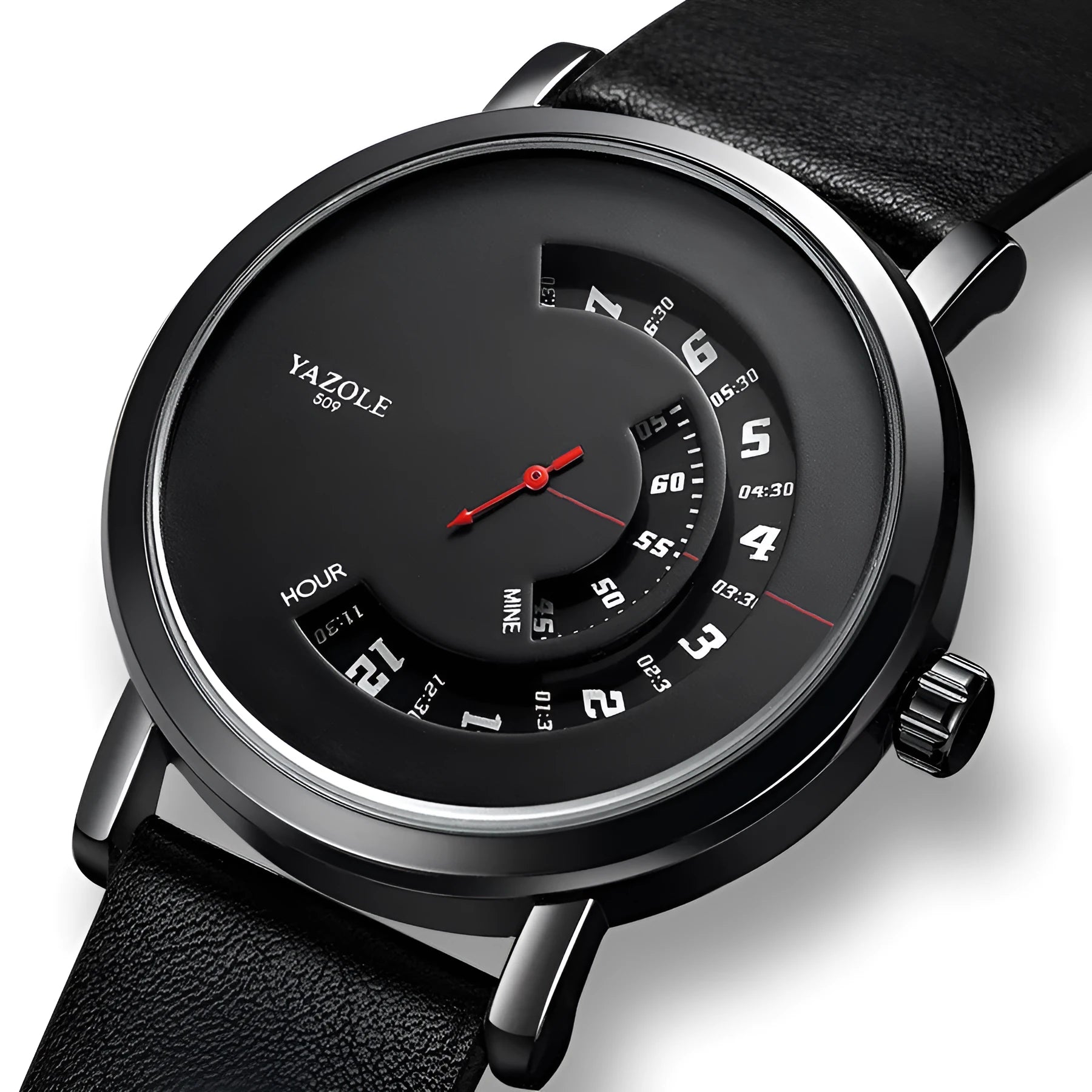 Men's waterproof quartz watch with turntable bezel showing multiple style options