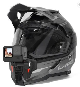Black universal motorcycle helmet mount for action cameras with 16.5cm bracket