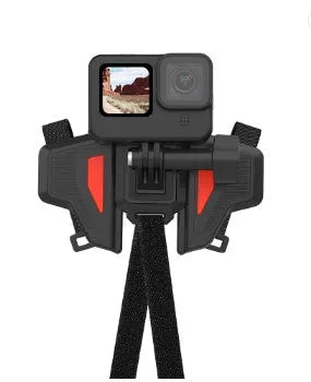 Black universal motorcycle helmet mount for action cameras with 16.5cm bracket