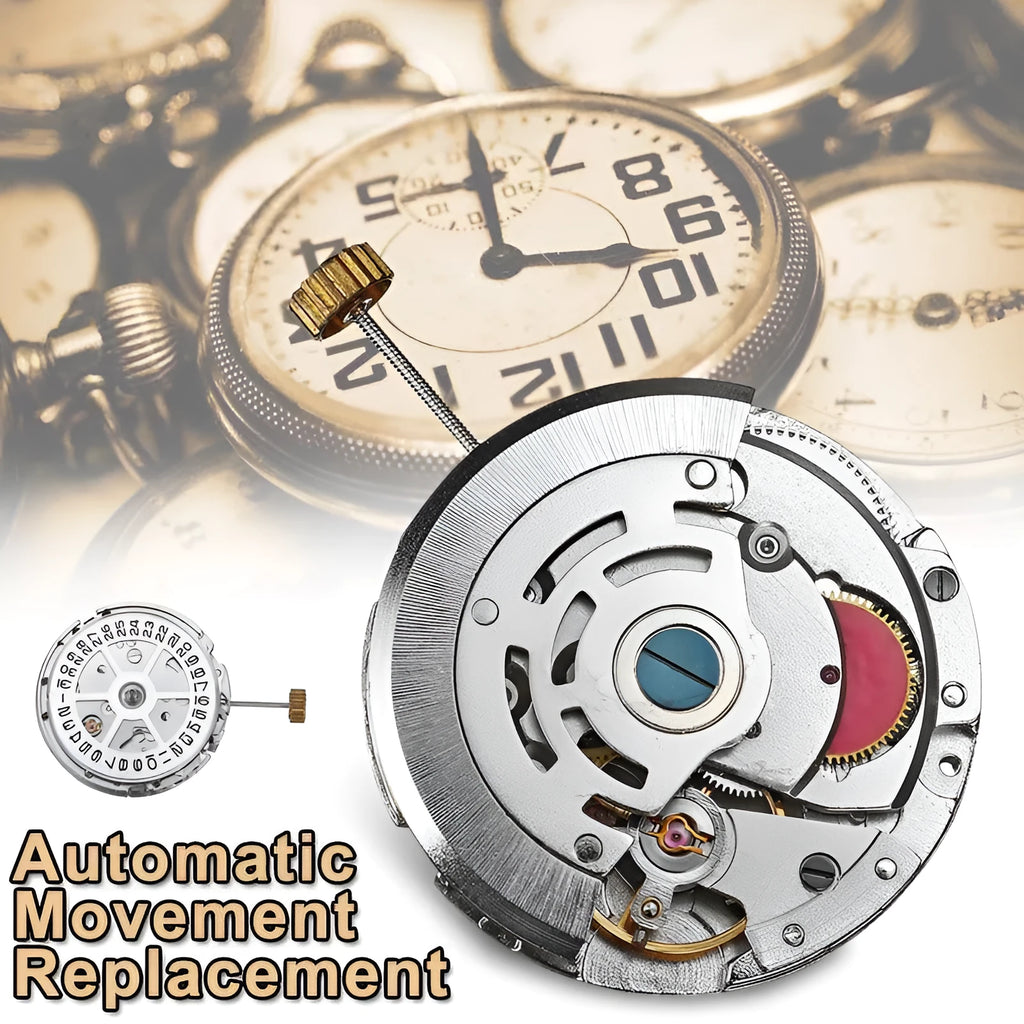 8215 automatic movement replacement in silver stainless steel 25mm diameter
