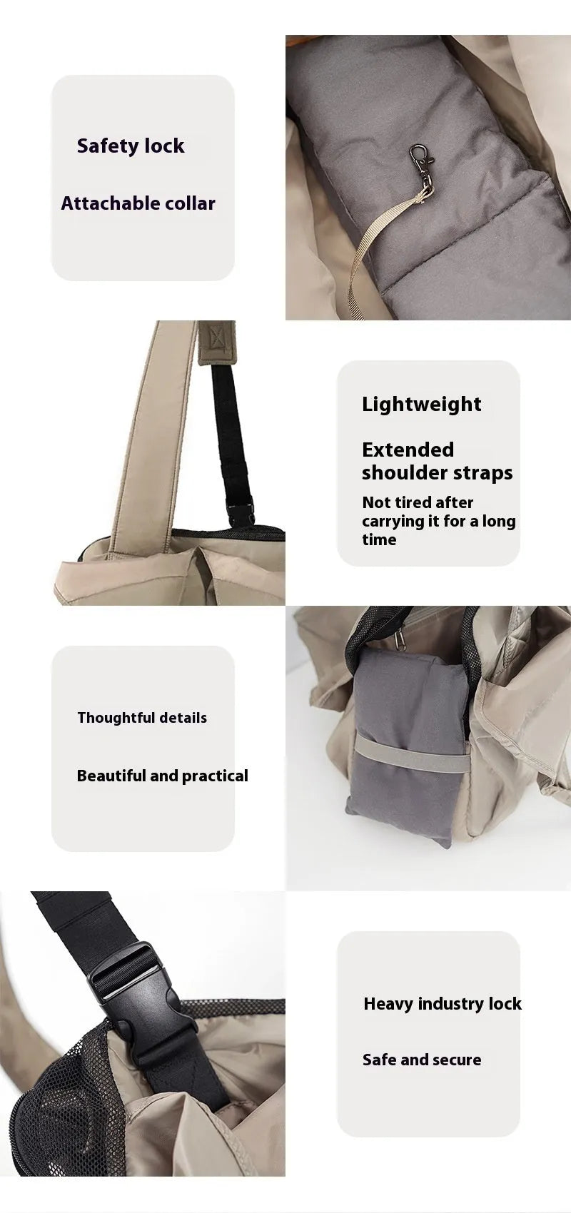 Apricot-colour cloth pet carrier handbag for small pets, showing single handle and rectangular shape.