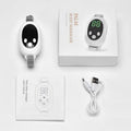 White sleep aid bracelet device with remote control and 20 intensity gears on a USB charging cable