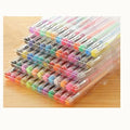 100-colour gel pen and watercolour pen set with highlighter pens showing dual tip sizes