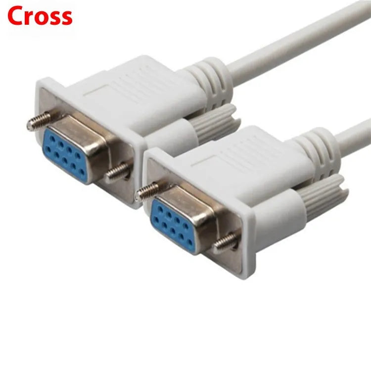 Female to female DB9 RS232 serial cable 1.5 metres long milky white colour
