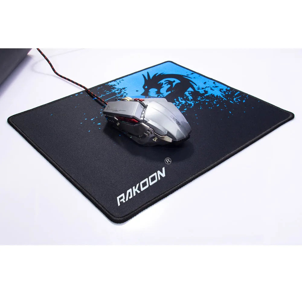 Mouse pad with textured surface and non-slip rubber base on a desk