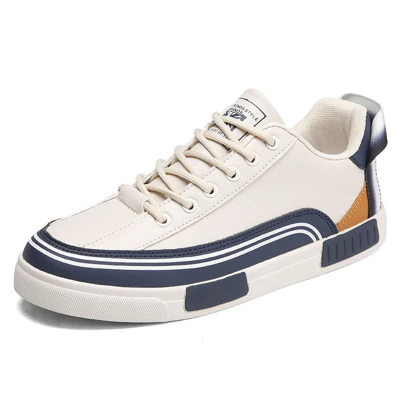 Men's canvas casual shoes with section mesh design in beige and white with green colour options