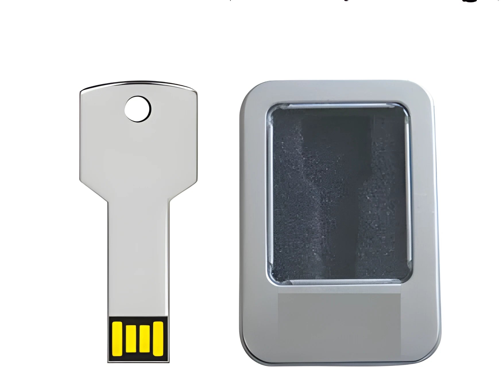 USB flash drive with custom logo engraving and tin box packaging option