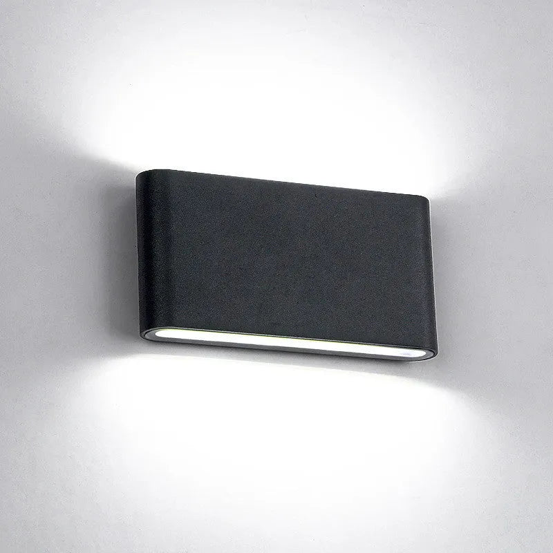 Waterproof aluminium wall light in black, size L, with warm white illumination