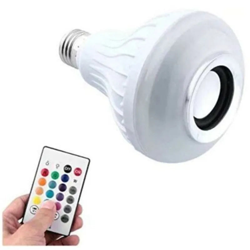 White LED Bluetooth bubble lamp with E27 base showing RGB colour lighting effects