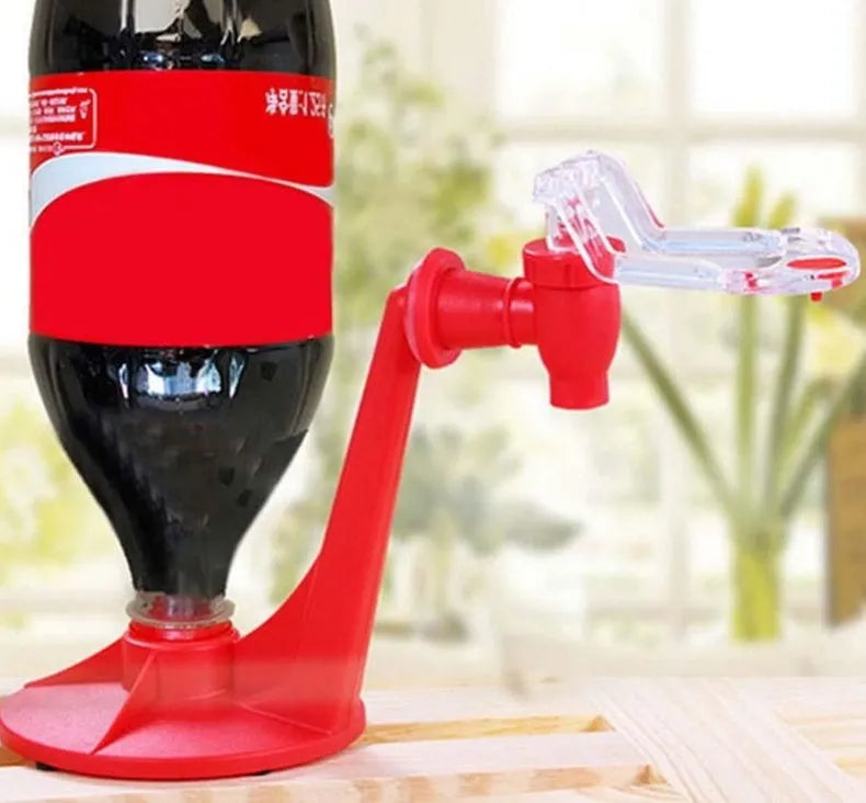 Red plastic Magic Tap soda dispenser attachment for 2-litre bottles