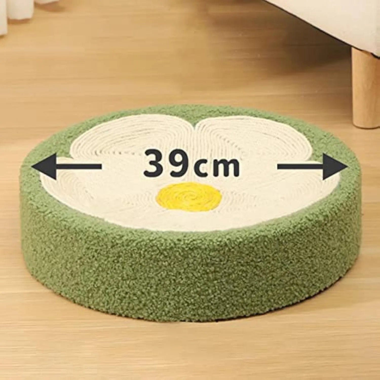 Green round sisal cat scratcher bowl lounge bed for scratching and sleeping