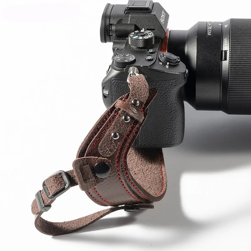 WDS-Snapshot Leather Camera Wristband for SLR micro single cameras Black Brown