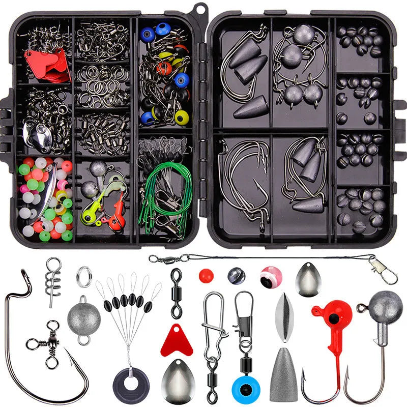 Weihe 257-piece fishing lure accessories set in ABS tackle box with hooks and weights