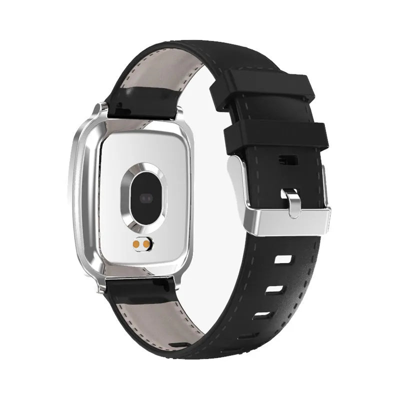 M8 smart bracelet with heart rate monitoring on a wrist, showing the zinc alloy body and TPU sports strap