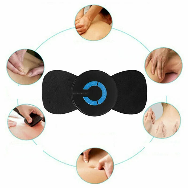 Mini electric shoulder and neck massager with massage patches in black packaging