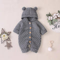 Baby knitted romper hooded sleeveless cotton bodysuit in light blue Korean style
