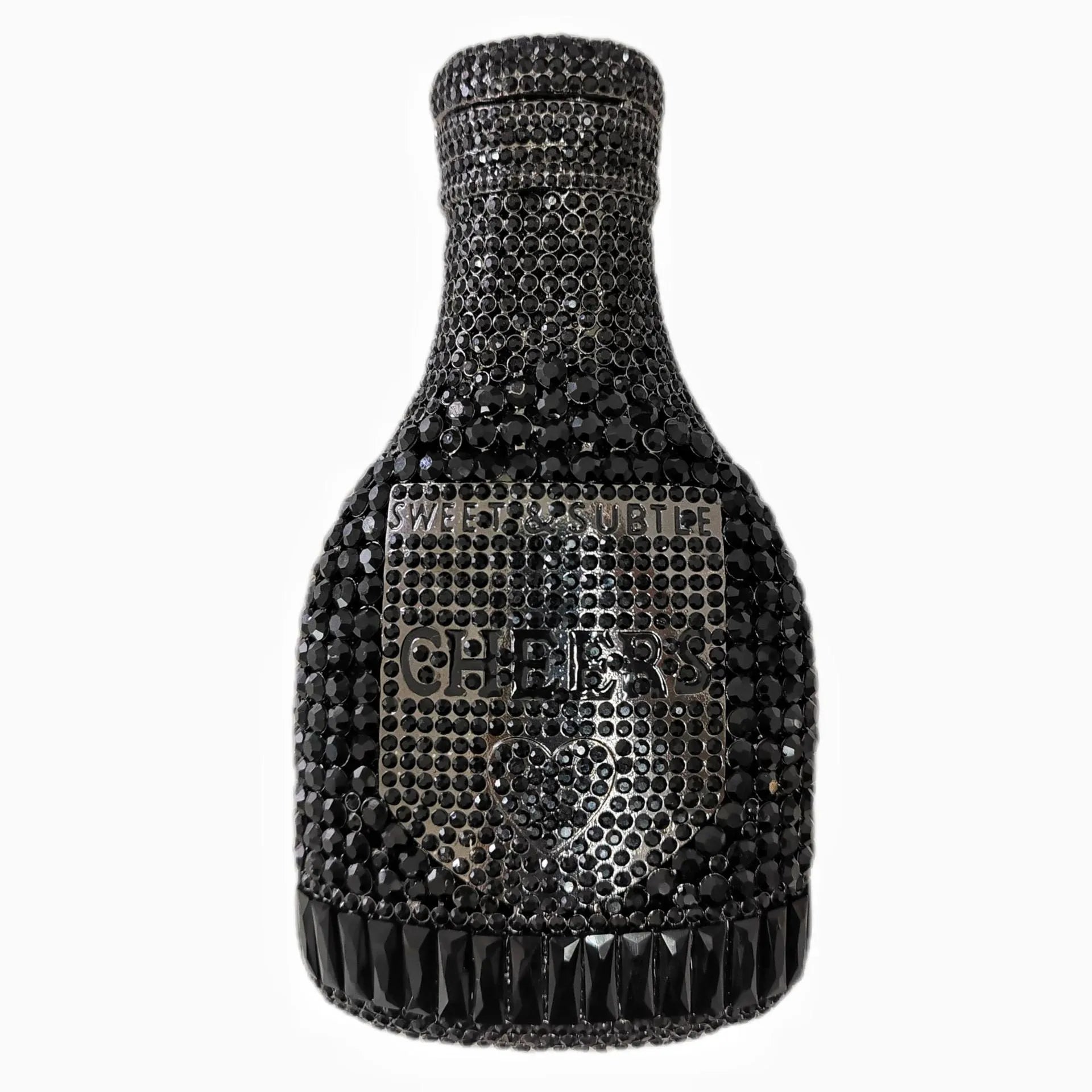 Gold rhinestone champagne bottle shaped evening clutch with hard alloy construction