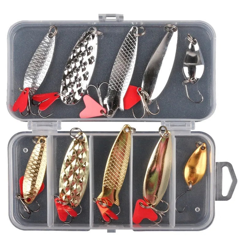 Pineapple sequin design fishing lure on metal box iron frame, gold and silver colour options