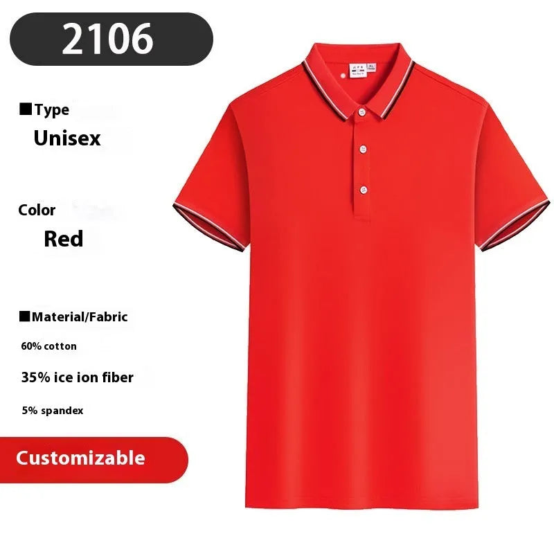 Embroidered lapel short sleeve top for men in navy blue, straight fit cotton ice ion fibre blend summer shirt