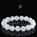 Women's crystal bracelet with natural blizzard snowflake round beads and geometric Ruyi Xiangyun design