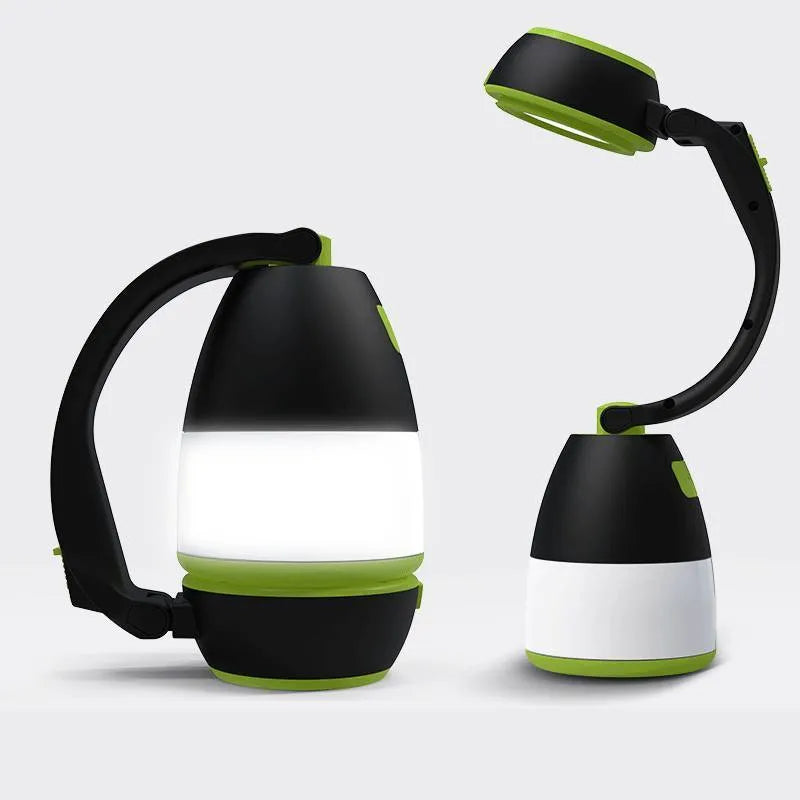 Black green 3-in-1 multifunctional LED table lamp with foldable design for camping and emergency use