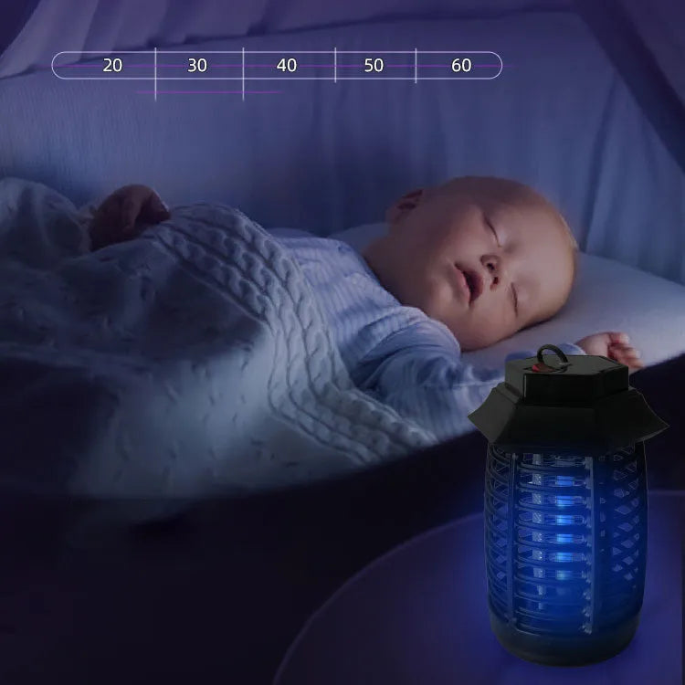 Black mosquito killer lamp with UV or LED tube options for bedroom and hotel insect control