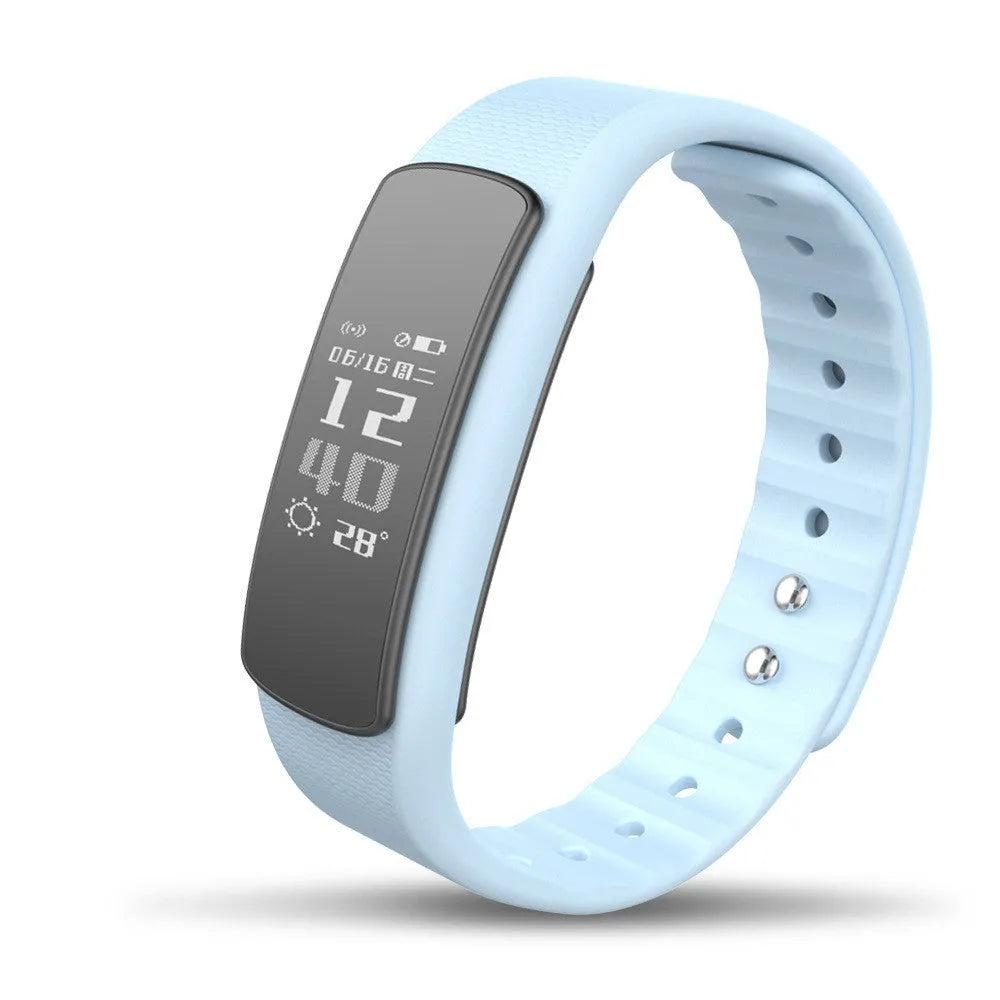 I6 smart sports bracelet with 0.96 inch display in black or green colour options showing fitness tracking functions