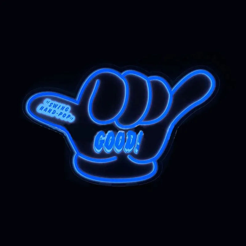 Small luminous wall stickers with various designs including words and symbols, with driver and connecting line