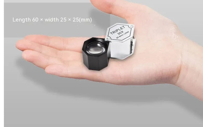 Handheld portable jewellery magnifying glass with optical glass lens and metal body for stamp coin jade identification
