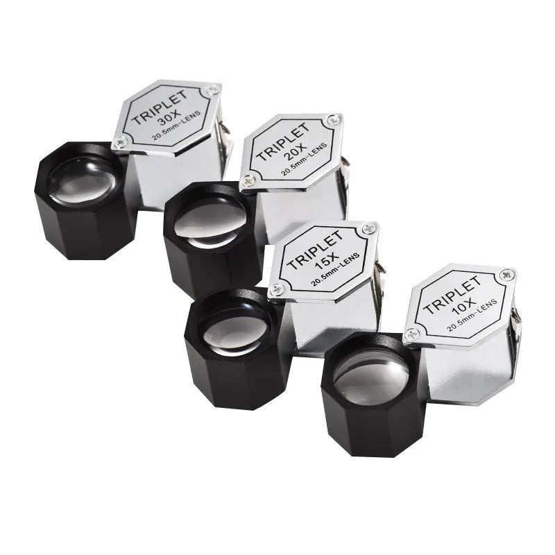 Handheld portable jewellery magnifying glass with optical glass lens and metal body for stamp coin jade identification