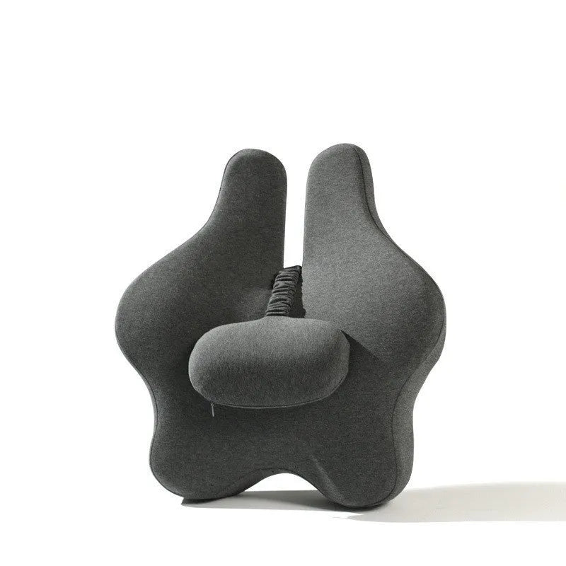 Adjustable memory foam car cushion for lumbar support in black colour on car seat