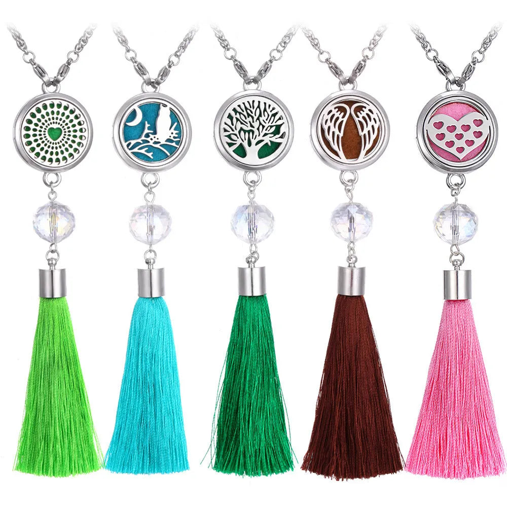 Alloy tassel car pendant air freshener hanging from a rear-view mirror on a 50cm chain