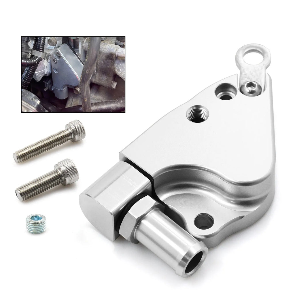 Aluminium K Series intake manifold coolant adapter for K20 and K24 engines.