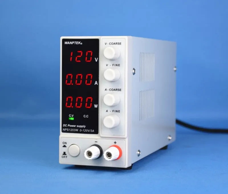 White adjustable DC laboratory power supply with 0-60V 0-5A output for electronic repair work