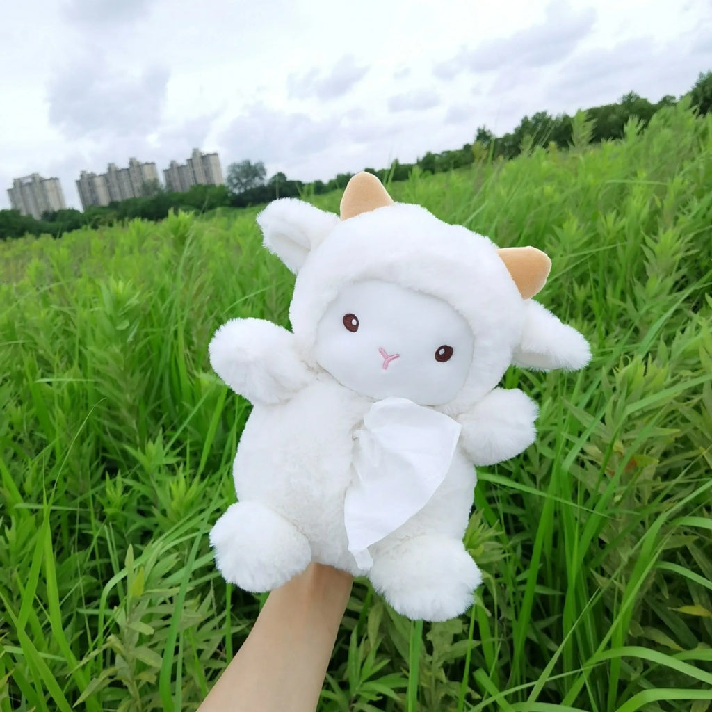 Plush cartoon lamb design car tissue box cover for vehicle or home decoration