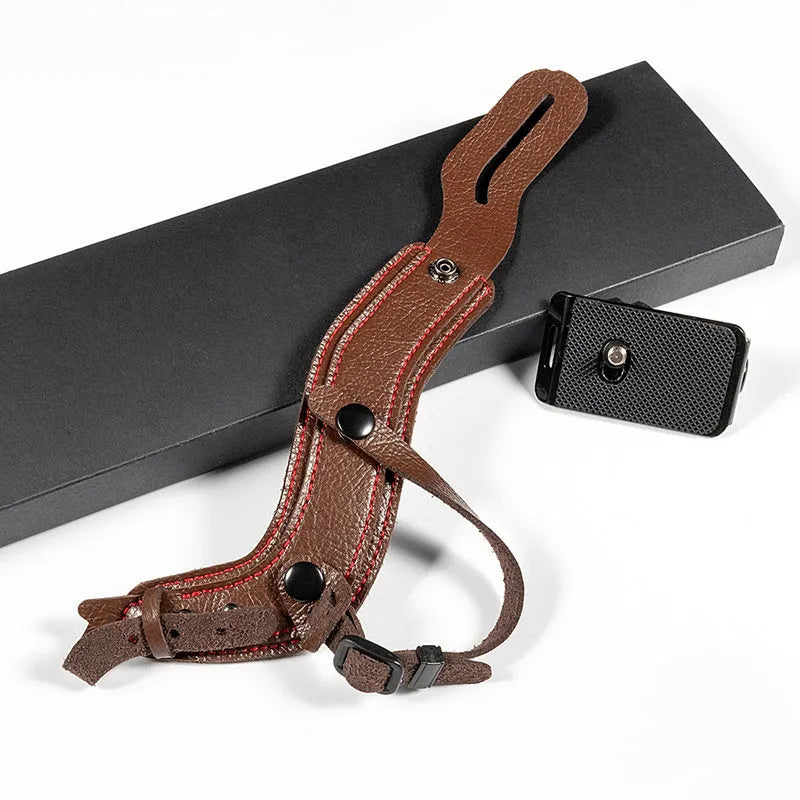 WDS-Snapshot Leather Camera Wristband for SLR micro single cameras Black Brown