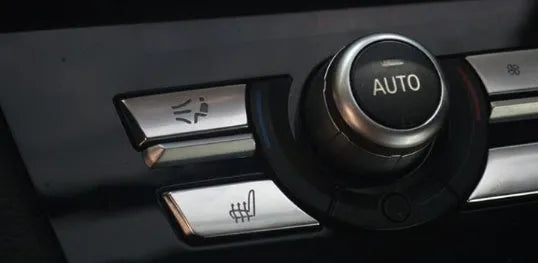 Silver car air conditioning button panel replacement set with CD digital button stickers