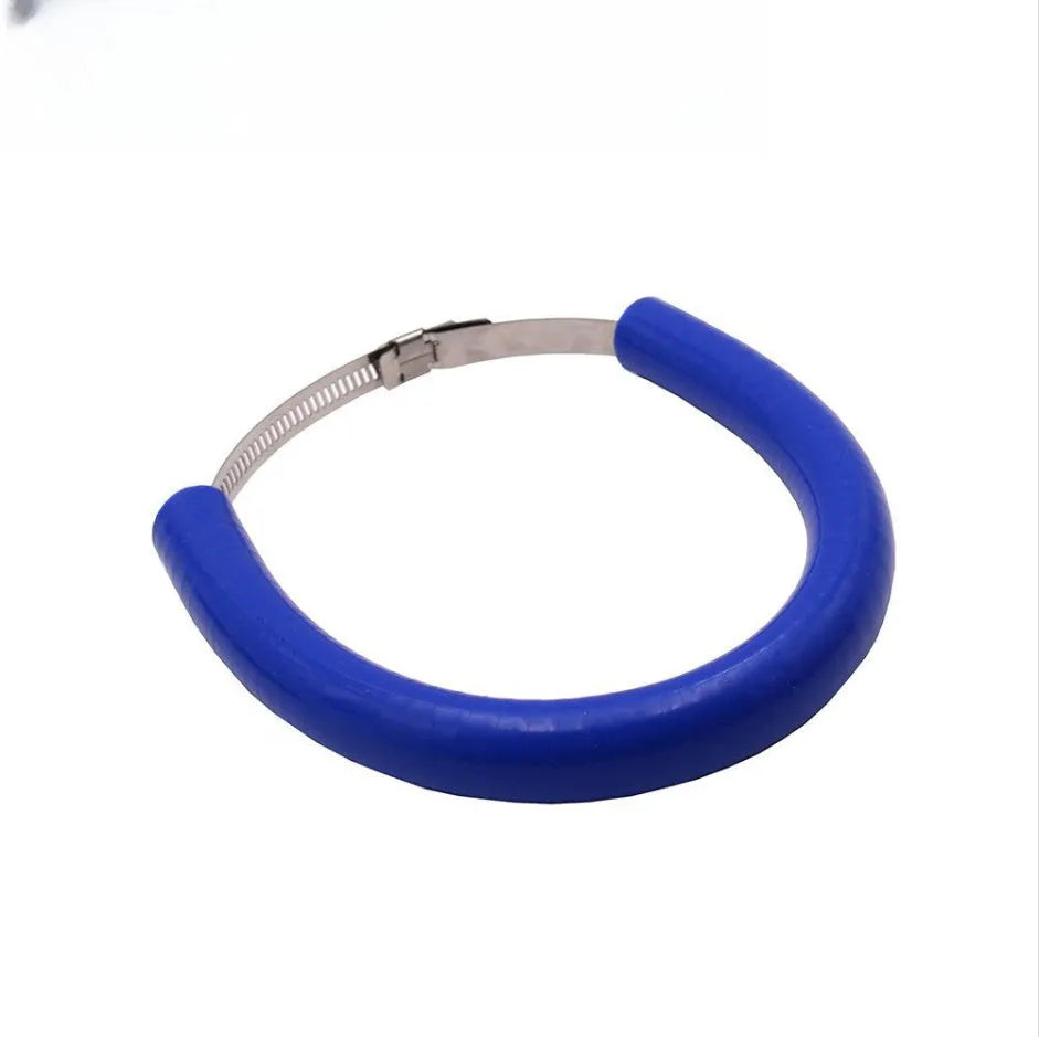 Universal motorcycle exhaust pipe anti-drop wiring kit in black, blue and orange colours with included gasket