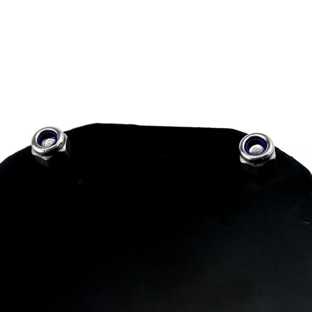 Black carbon fibre pattern motorcycle tax disc holder made of aluminium alloy with anti-theft screw.