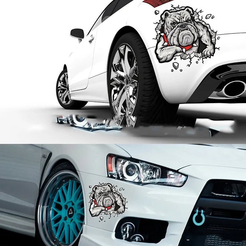 Grey dog pattern motorcycle decorative bumper sticker measuring 17 by 17 centimetres