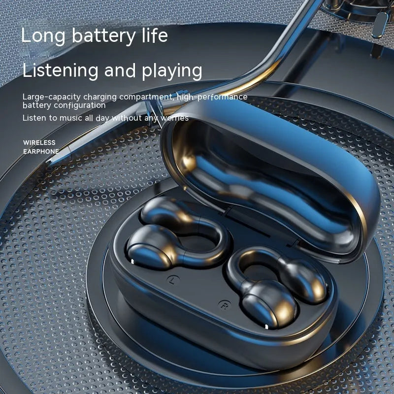 M47 Bluetooth wireless sports headset clip-on design in black with digital display screen