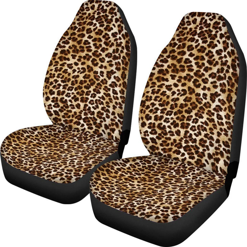 Cow spot leopard print retro car seat cover set for universal five-seat vehicles
