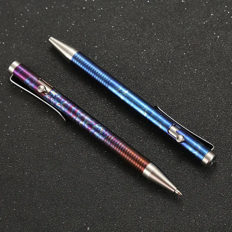 Titanium alloy gun bolt handle ballpoint pen with magic colour finish