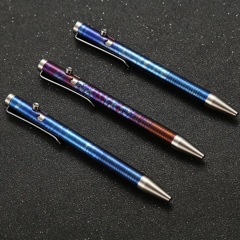 Titanium alloy gun bolt handle ballpoint pen with magic colour finish