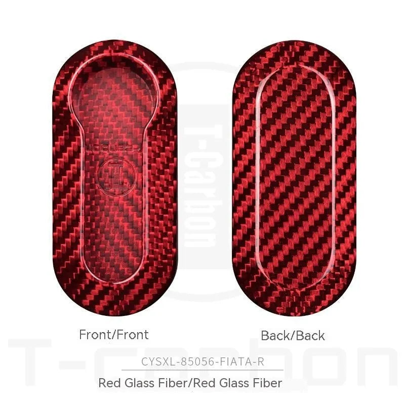 Carbon fibre and glass fibre car key replacement shell set showing black, red, and silver black colour options