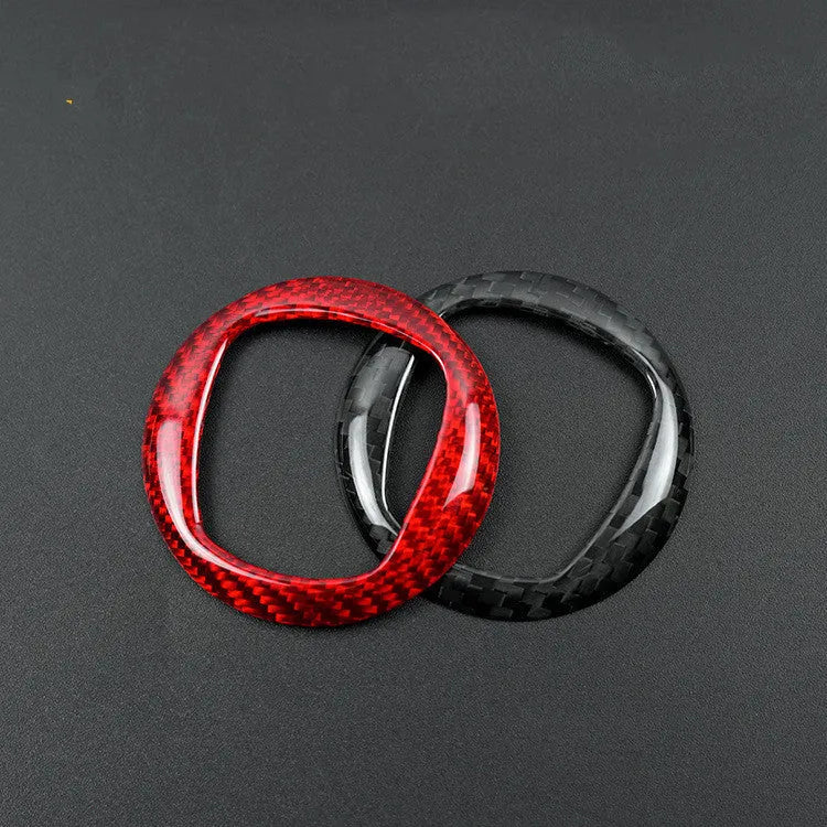 Real dry carbon fibre steering wheel decorative sticker frame in black or red, 280mm size