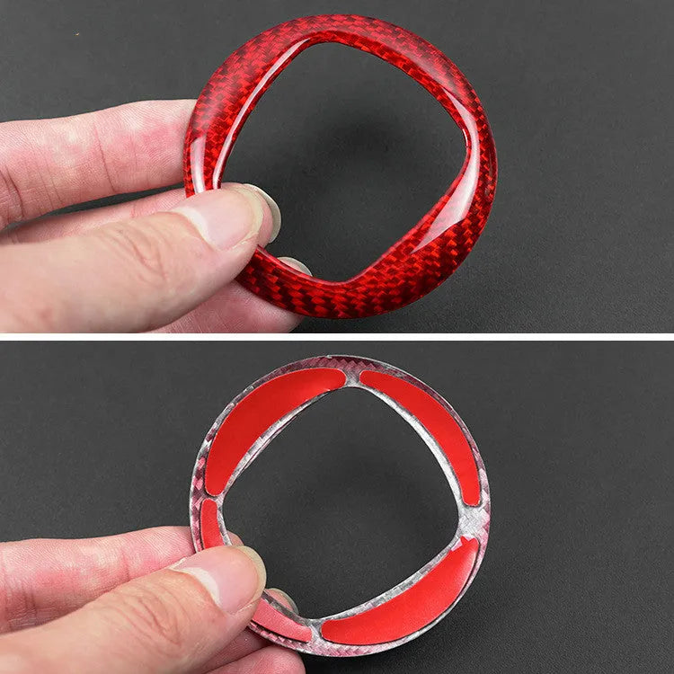 Real dry carbon fibre steering wheel decorative sticker frame in black or red, 280mm size