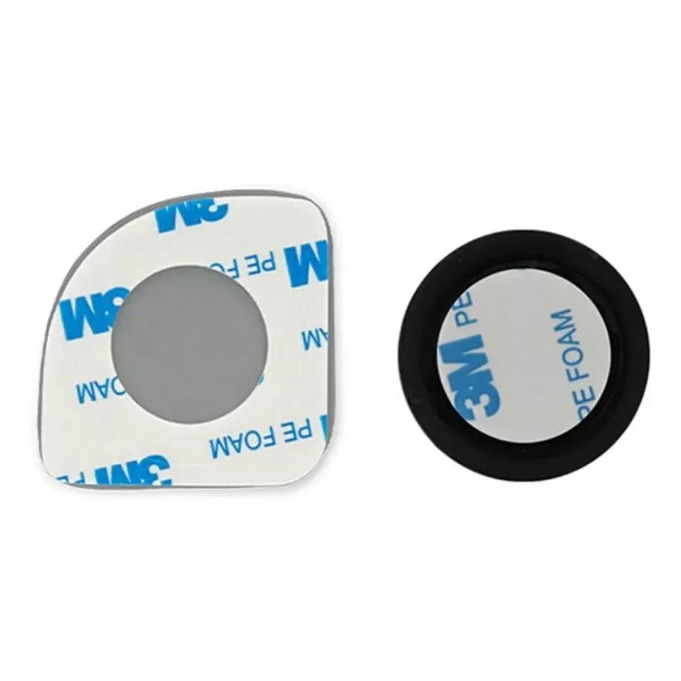 White fan-shaped car blind spot mirror with 360-degree adjustment on universal mounting bracket