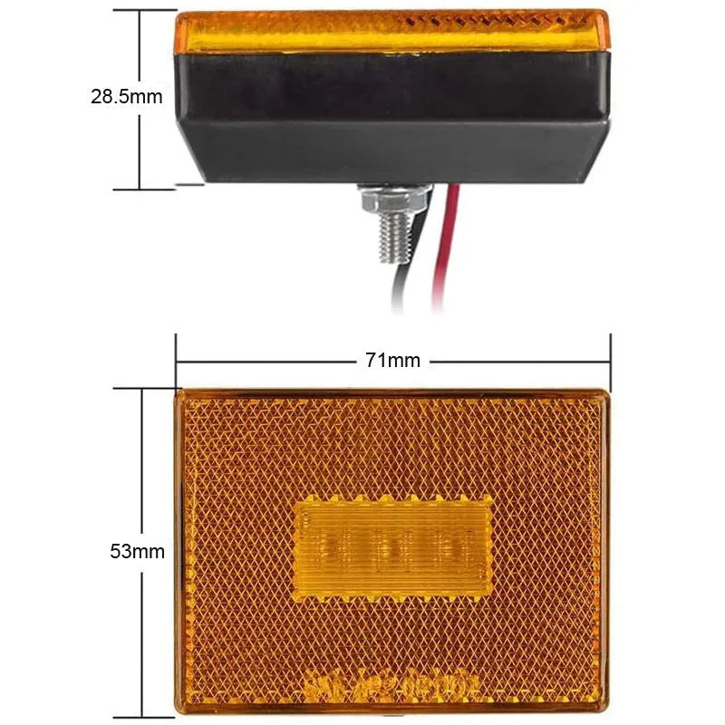 LED trailer side clearance lamp with transparent UV PC cover in red and yellow options